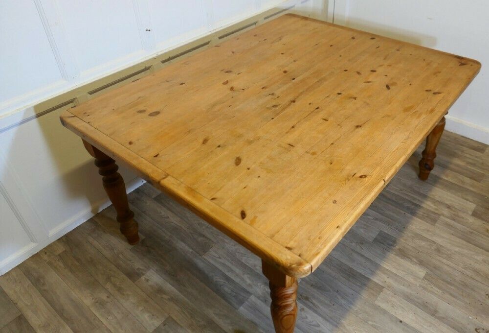 Large Pine Farmhouse Kitchen Table photo for sale