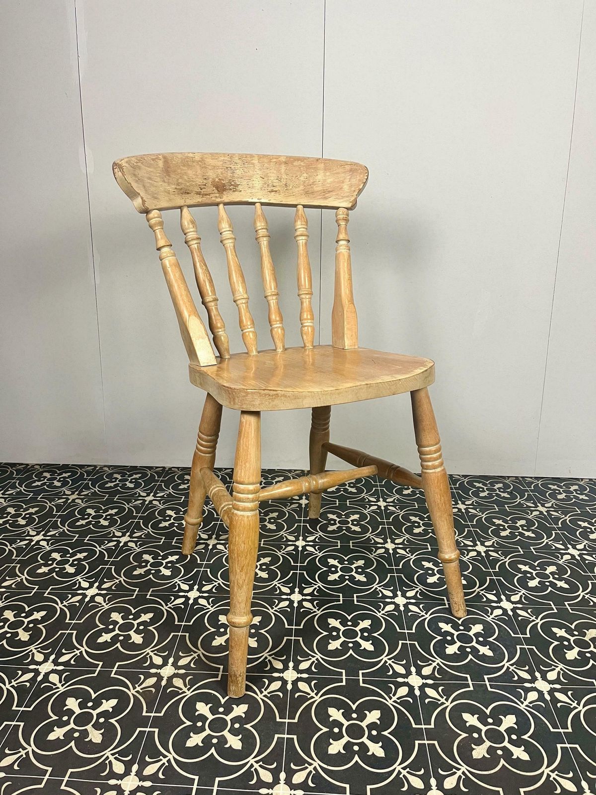 Vintage Beech Shabby Chic Chair, Country Home, Interior Design, Kitchen Decor, Dining Room, Rustic Farmhouse photo for sale
