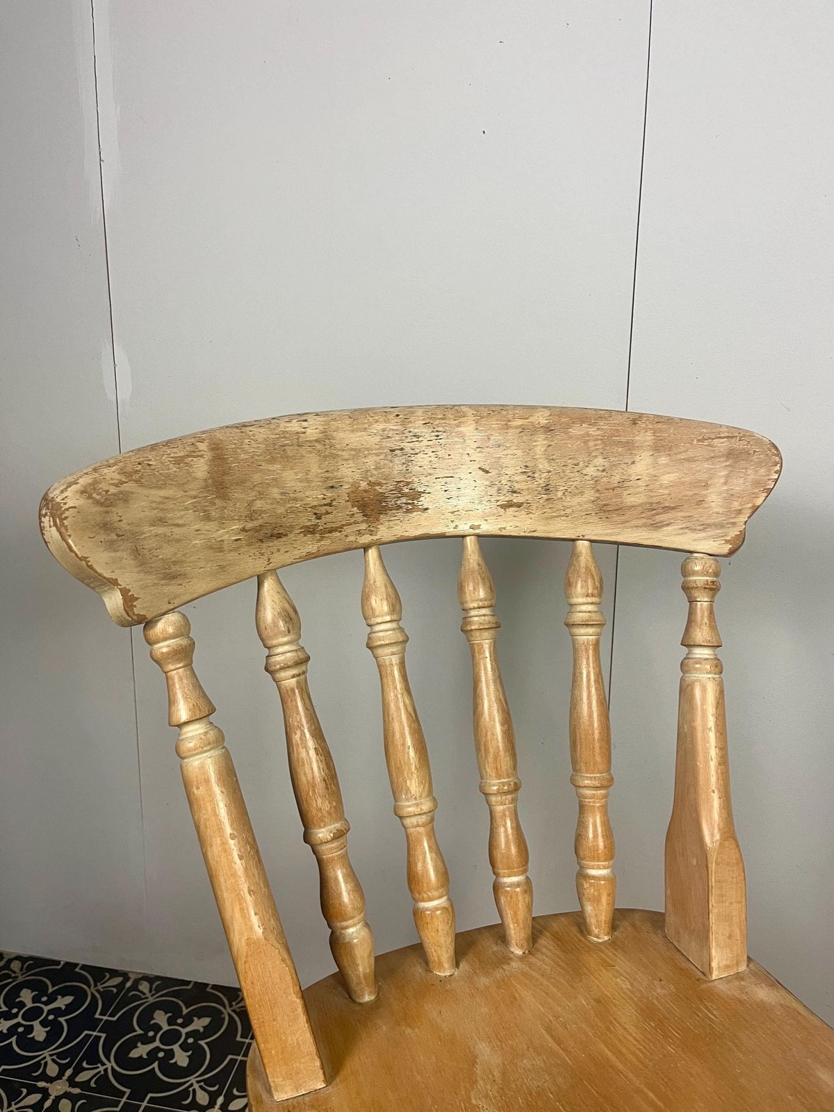 Vintage Beech Shabby Chic Chair, Country Home, Interior Design, Kitchen Decor, Dining Room, Rustic Farmhouse photo 95.0