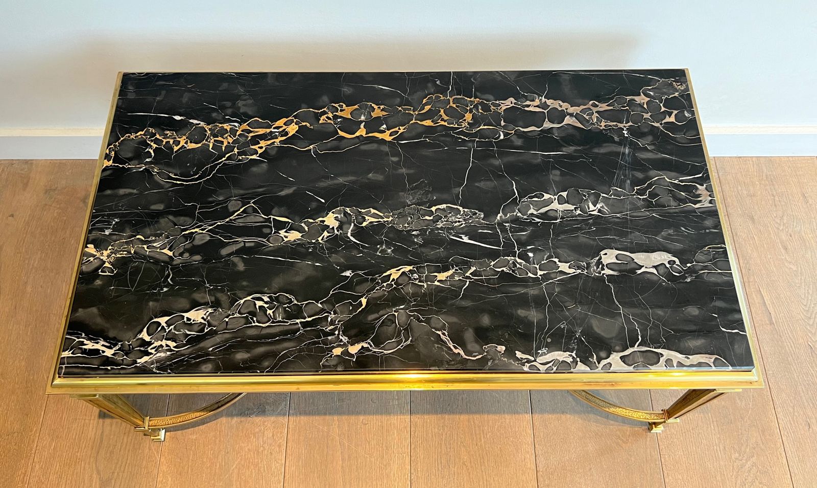 Bronze Coffee Table And Black Portor Marble Top In The Style Of Maison Jansen photo 2950.0