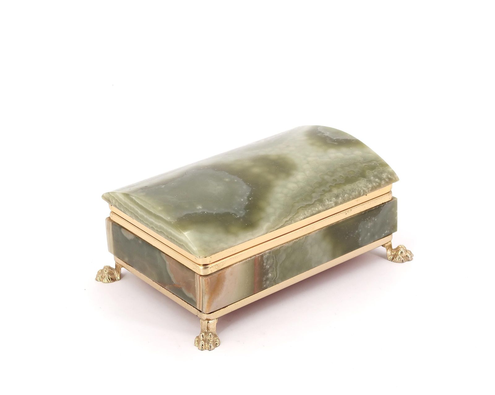 Italiaanse Sieradendoos Van Onyx, Jaren 1970 / Messing, Marmer, Boho Chic Bohemian Folk, Badkamer, Opbergen