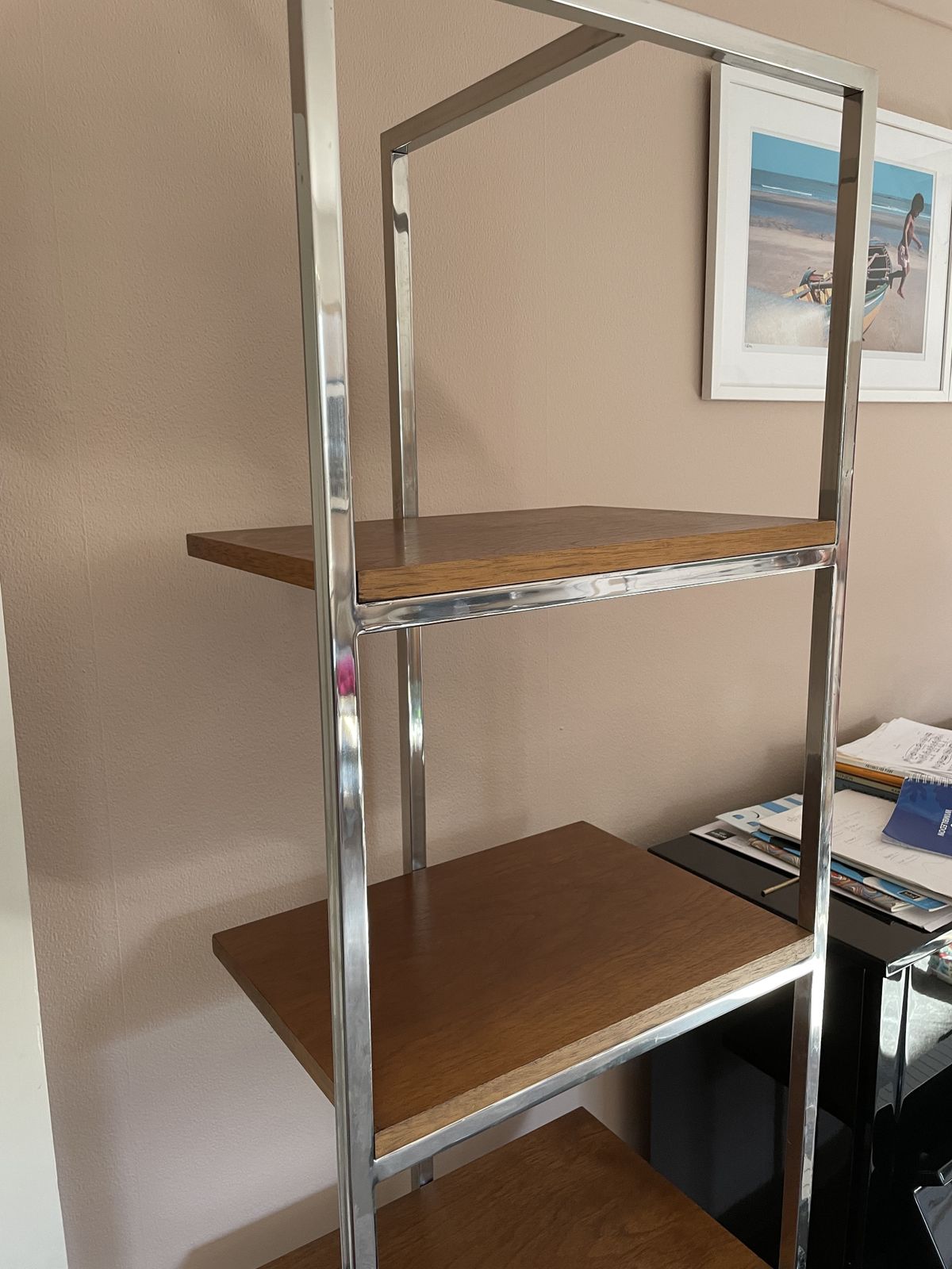 Danish Rosewood And Steel Free Standing Shelves photo furniture