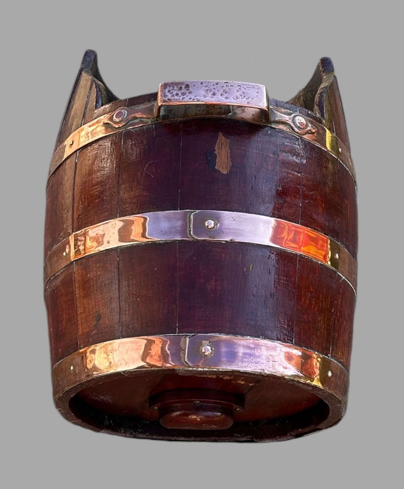 A Copper Banded Coal/Kindling Bin Holder photo furniture