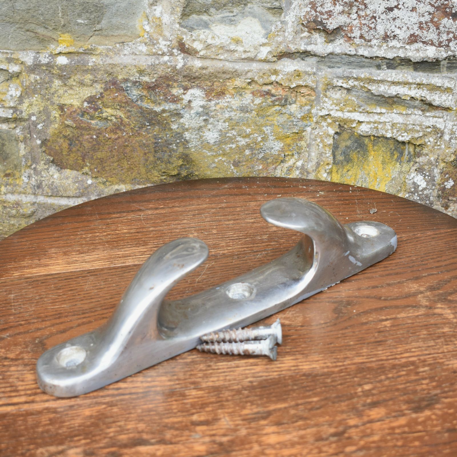 Antique 1920s Salvage Nautilus Genova Heavy Chrome Yacht Boat Cleat With Screws photo furniture