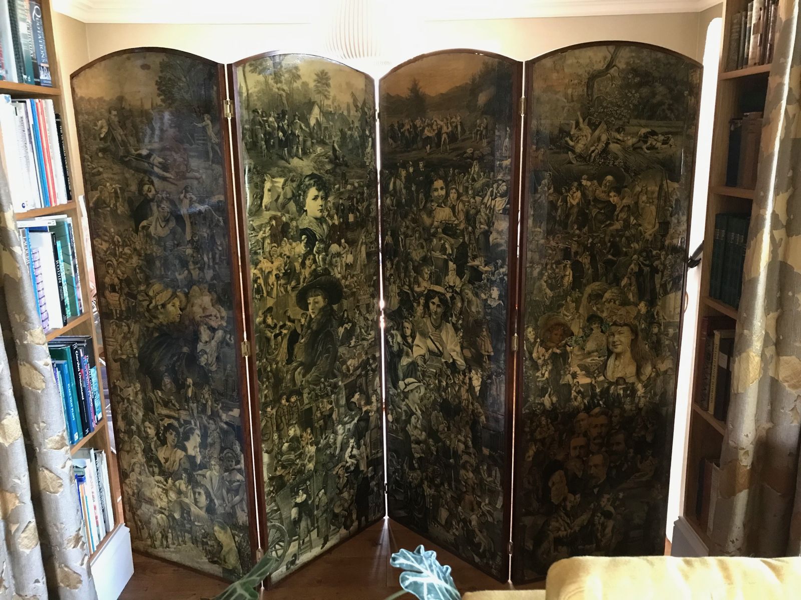 Victorian 4 Panel Scrap Screen photo for sale