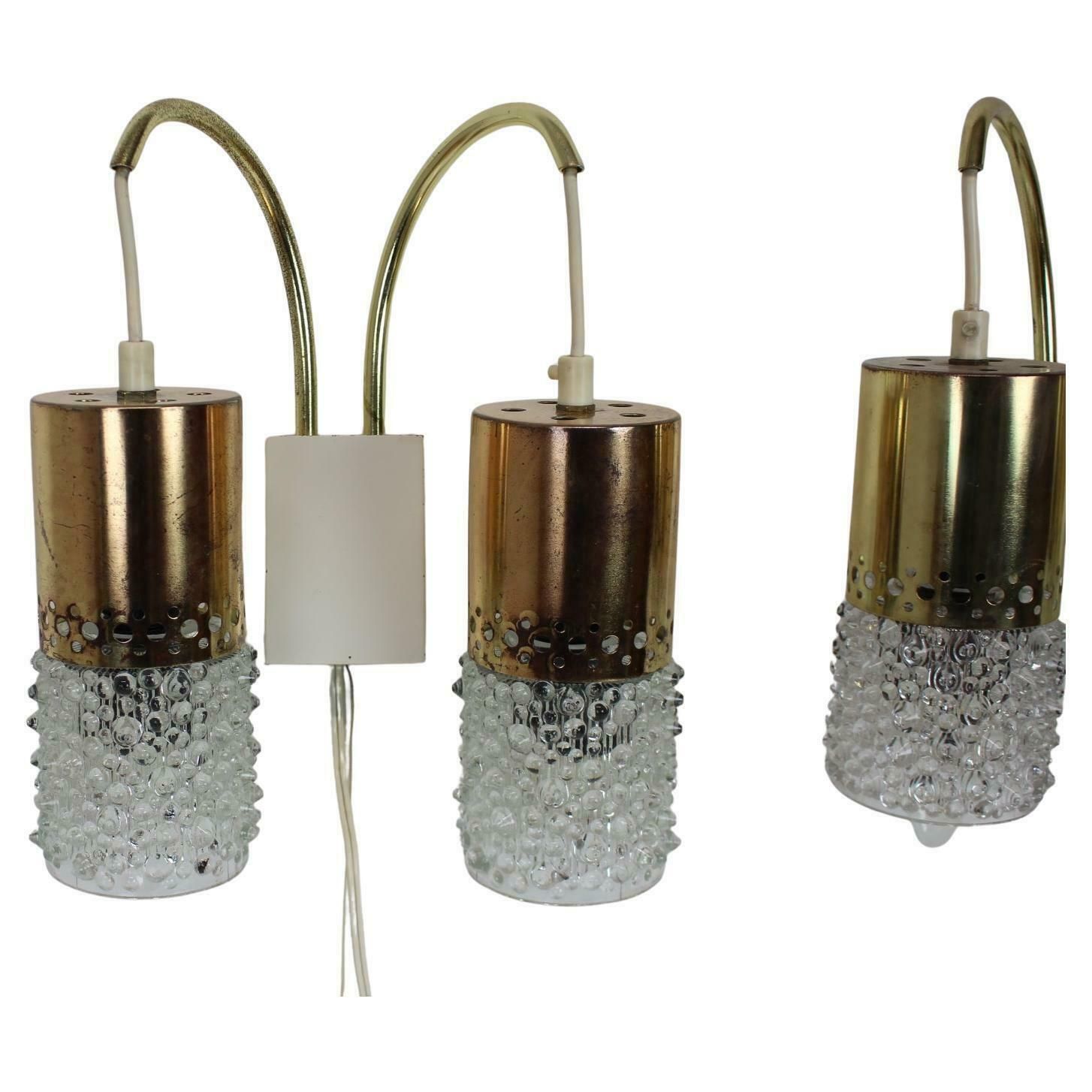 1970s Pair Of Two Wall Lamps With Glass Shades, Germany photo for sale