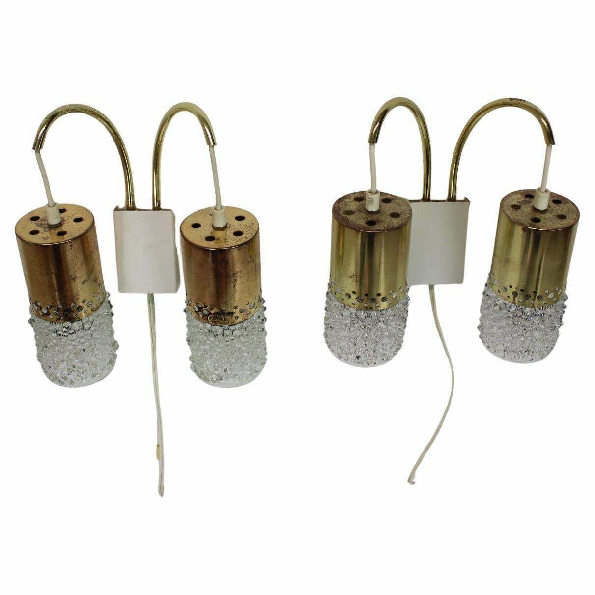1970s Pair Of Two Wall Lamps With Glass Shades, Germany photo 569.0