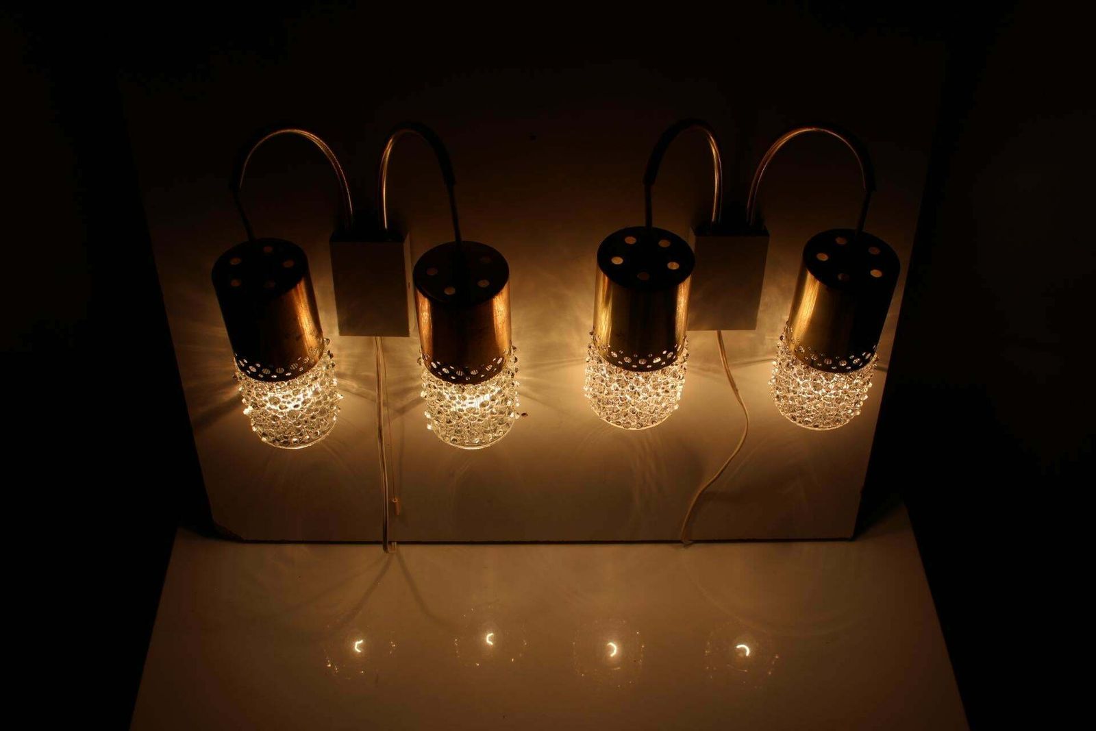 1970s Pair Of Two Wall Lamps With Glass Shades, Germany photo vinterior