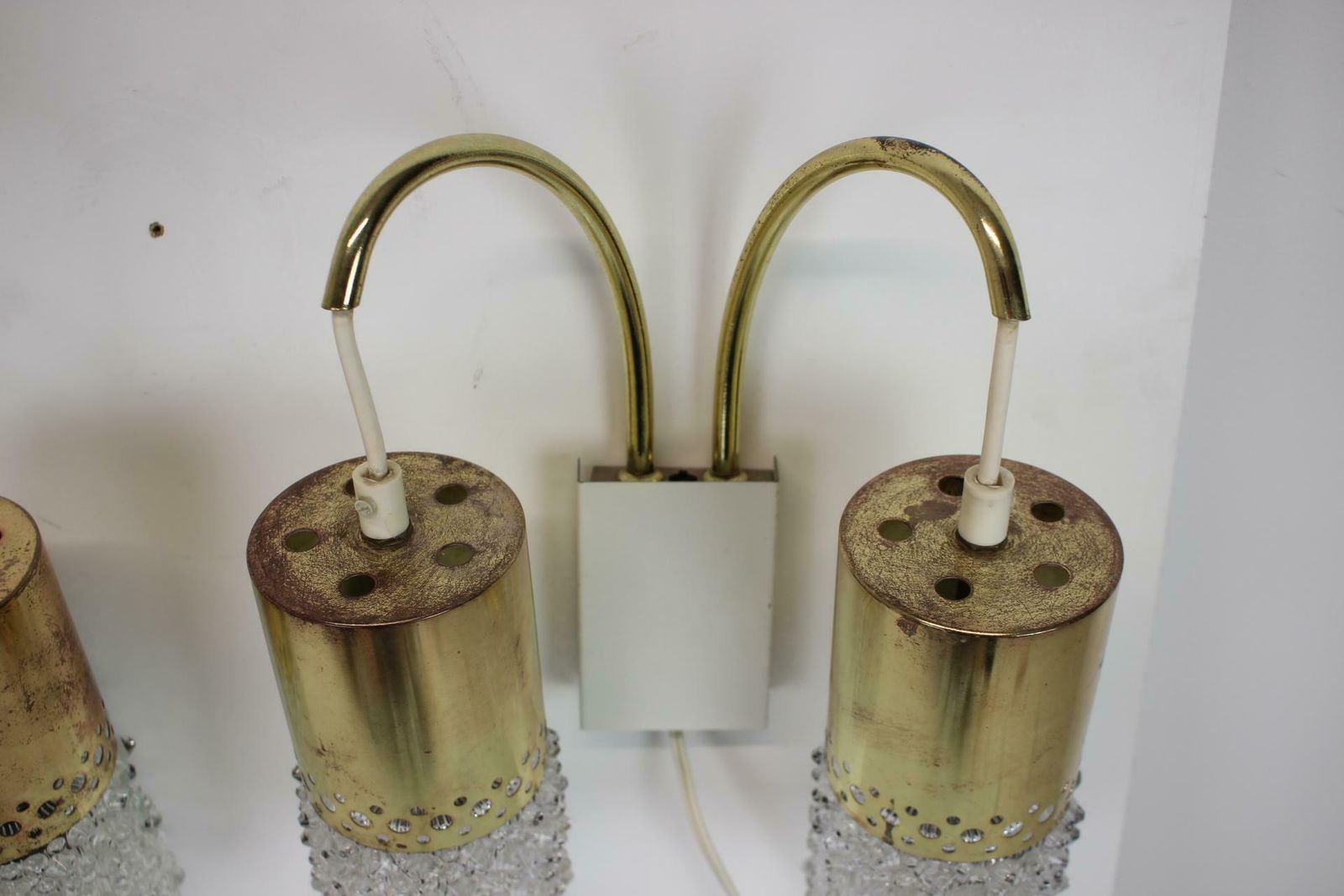 photo furniture 1970s Pair Of Two Wall Lamps With Glass Shades, Germany