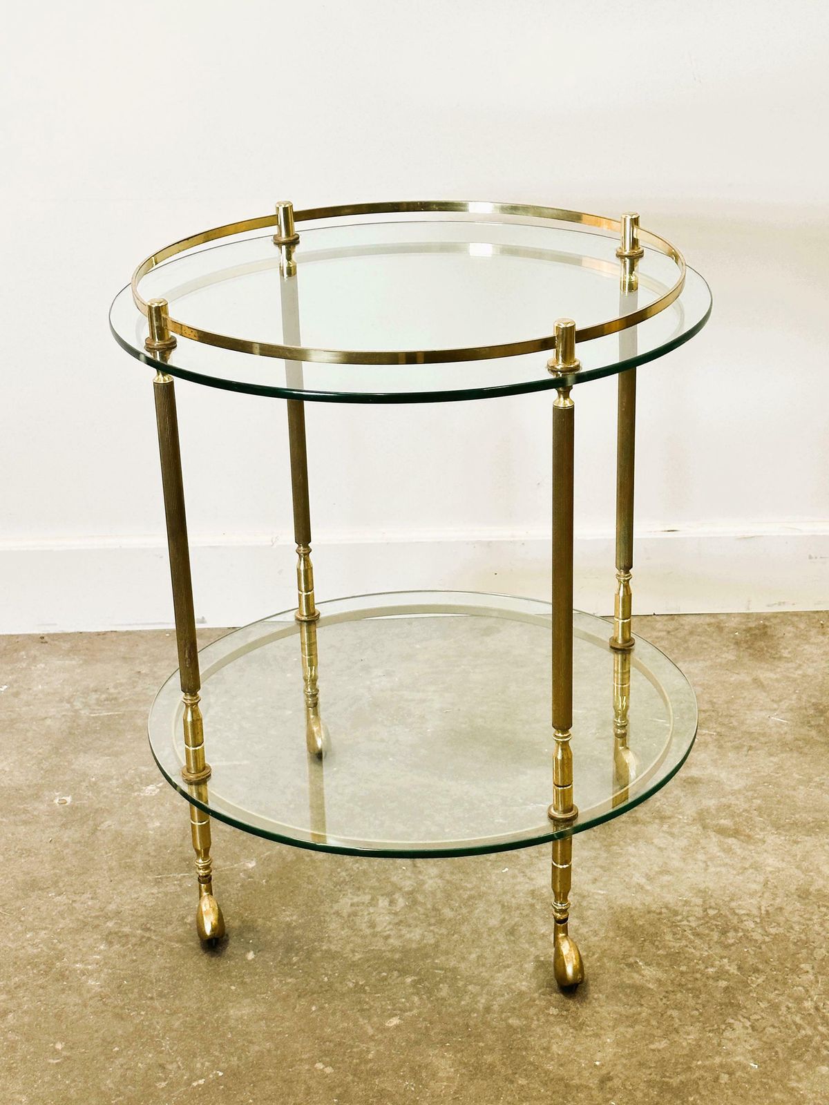 Mid Century Modern Italiaanse Barkar Van Messing En Glas, Jaren 1970, Italië.