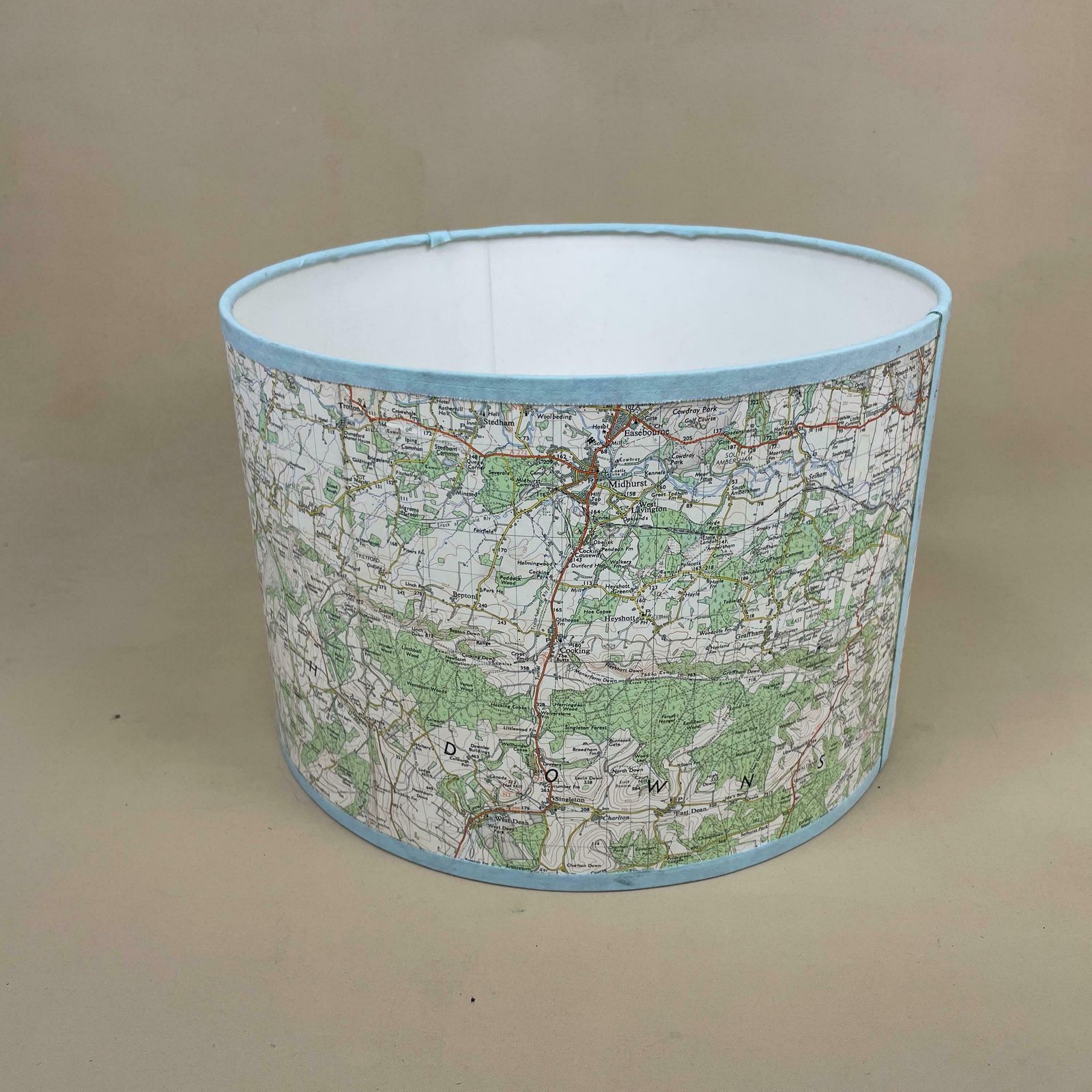 Unique Map Shade Hampshire Uk Lampshade Cylinder Drum Blue Neutral Lamp Shade Bedroom Geography photo Lighting