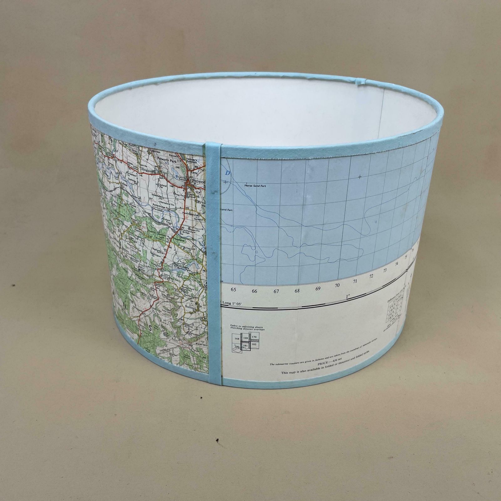 Unique Map Shade Hampshire Uk Lampshade Cylinder Drum Blue Neutral Lamp Shade Bedroom Geography photo 55.0