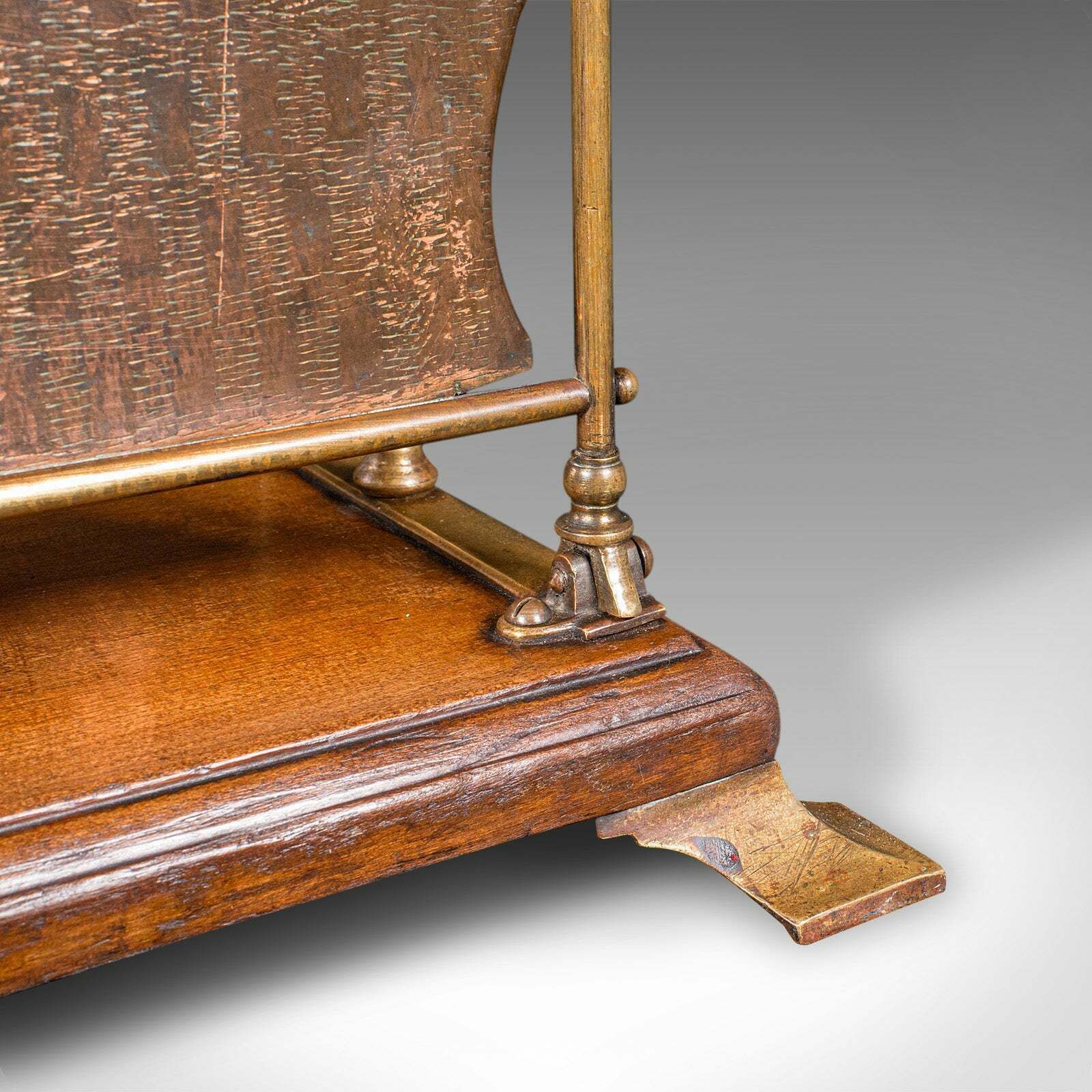 Antique Newspaper Rack, French, Brass, Copper, Walnut, Magazine Stand, Victorian photo vintage