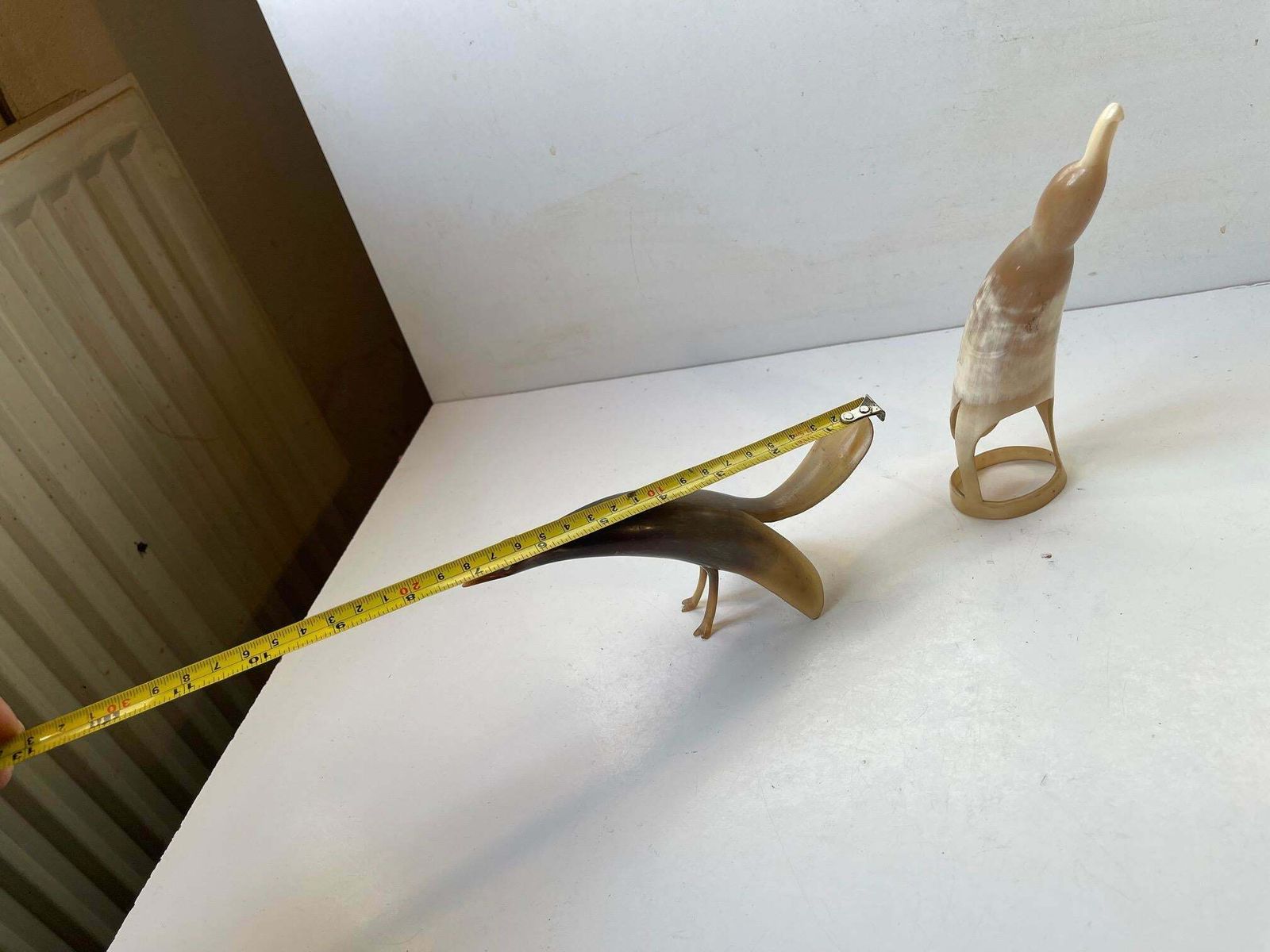 Sculptural Mid Century Stylized Birds Carved From Steer Horn, 1960s photo vinterior