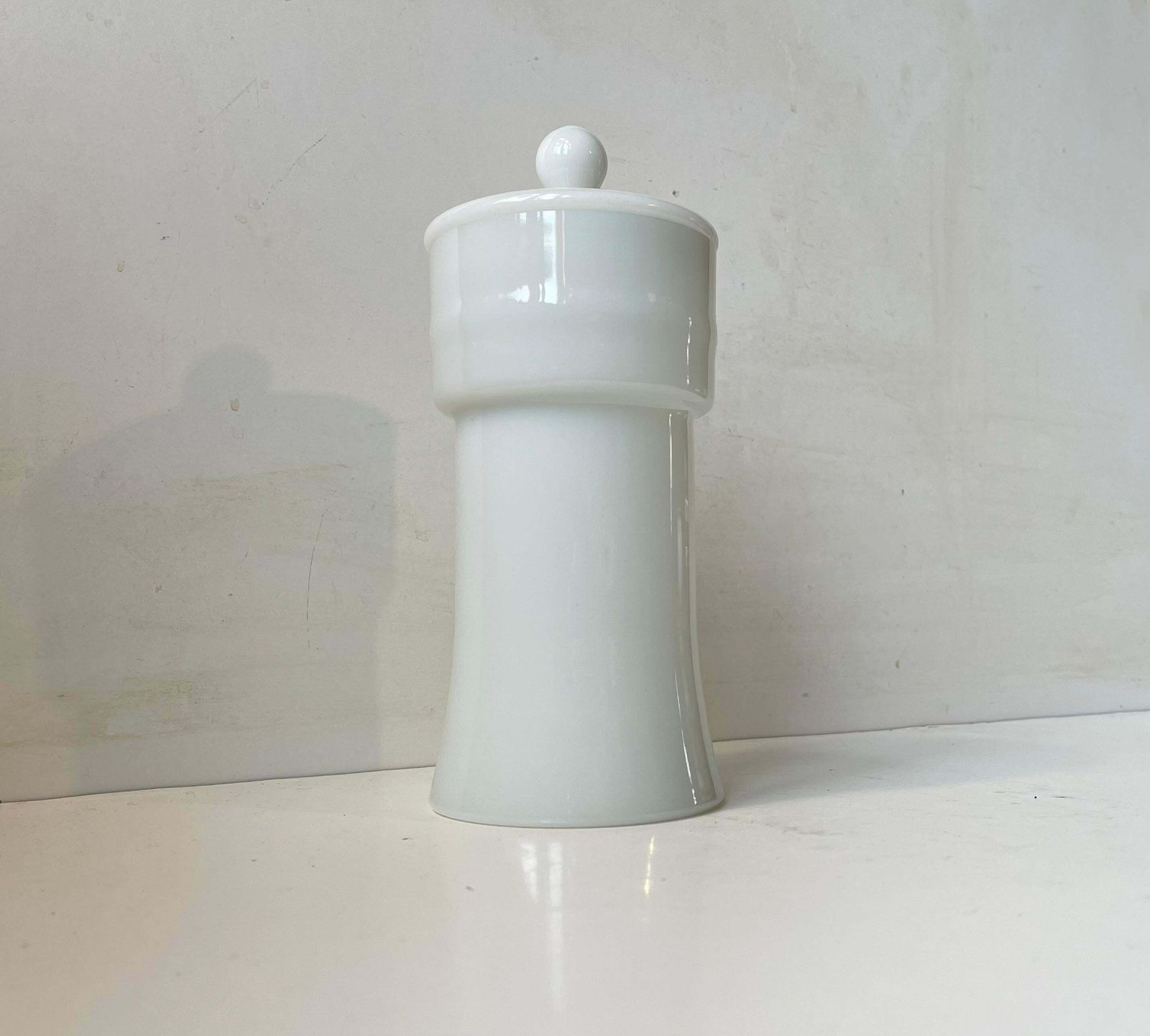 Vintage Apothecary Jar In White Glass By Empoli Italy, 1970s photo furniture