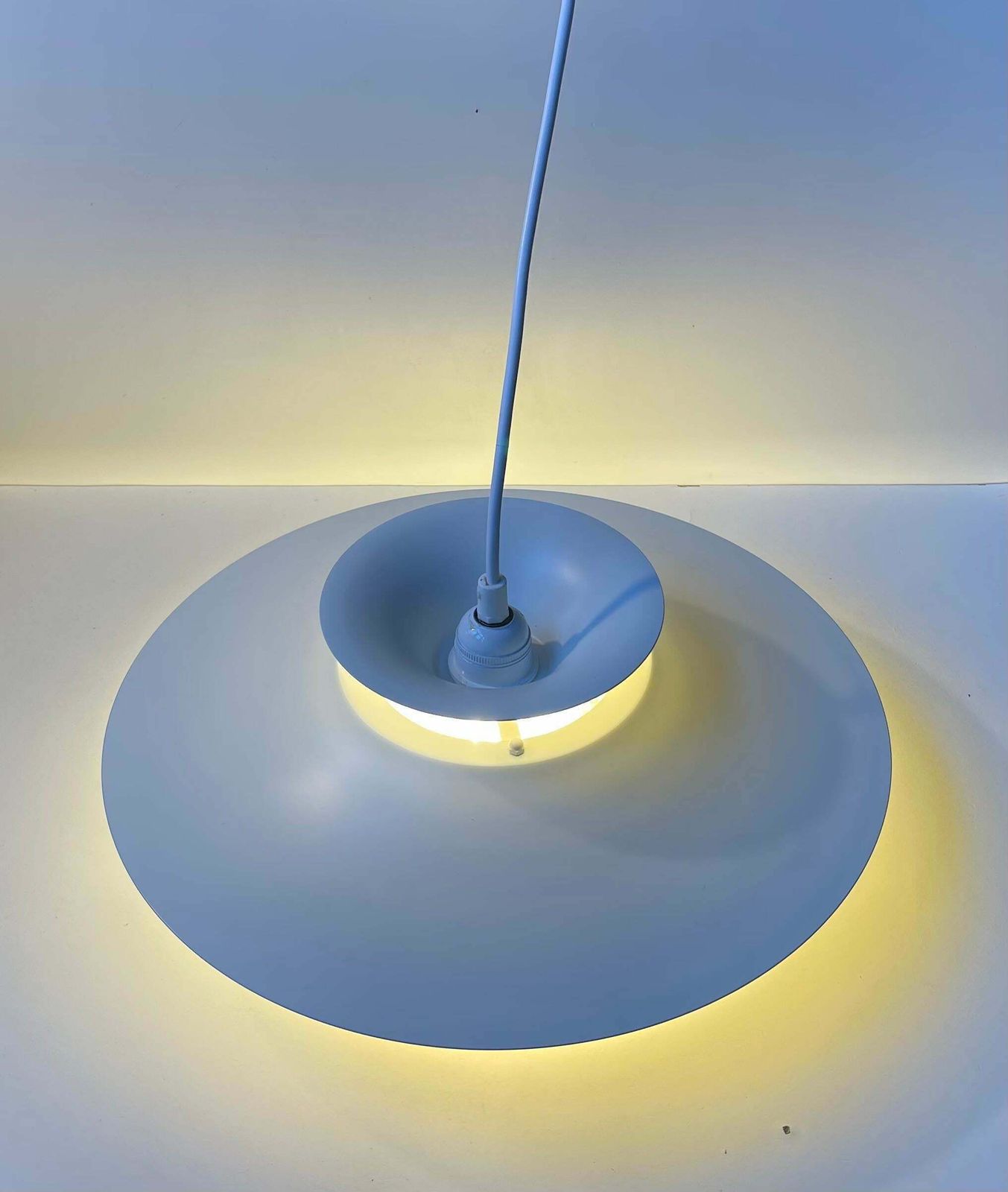 photo furniture Danish Tiered White Hanging Lamp By Frandsen's Belysning, 1970s
