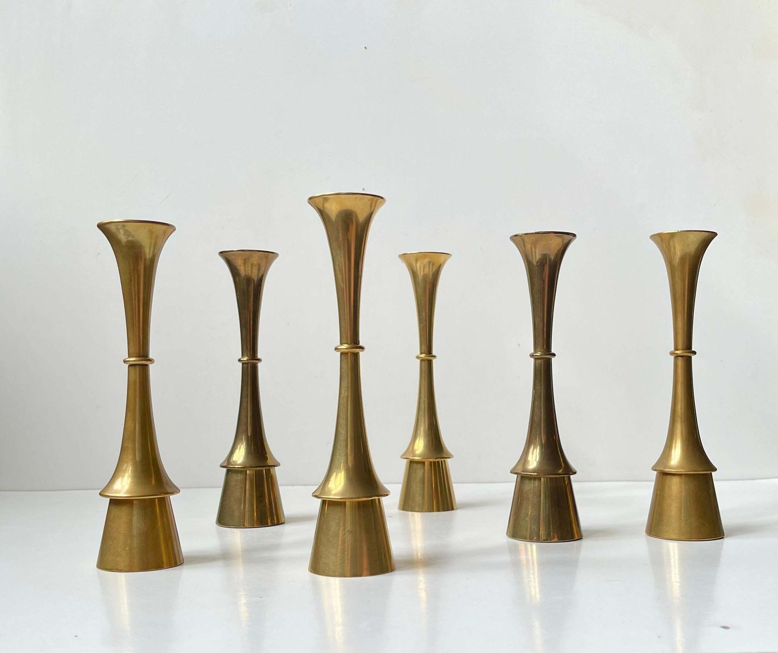 Jens Harald Quistgaard Brass Midcentury Candlesticks, 1960s, Set Of 6 photo furniture
