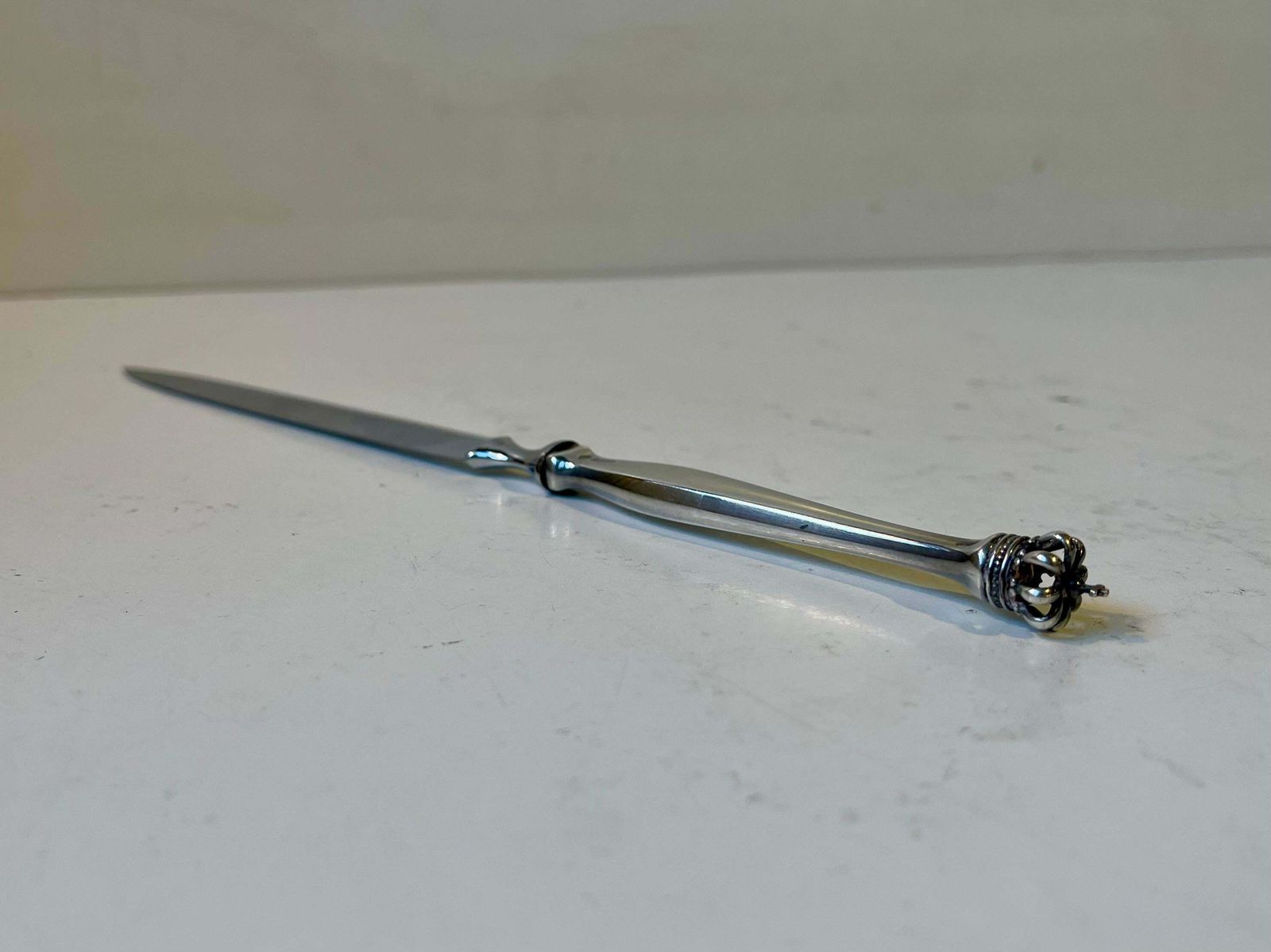 Danish Crown Letter Opener In Sterling Silver, 1930s photo Home Decor