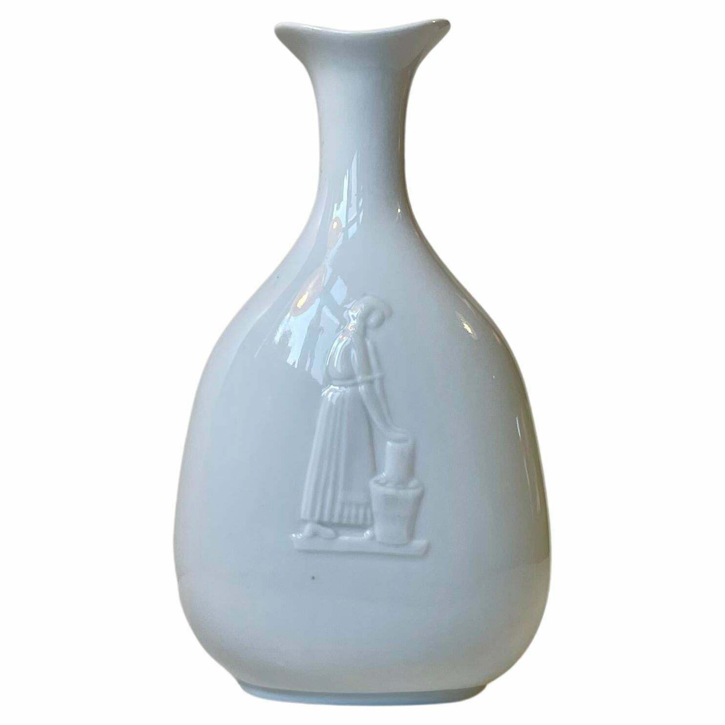 Gunnar Nylund Porcelain Vase In White Glaze, 1964