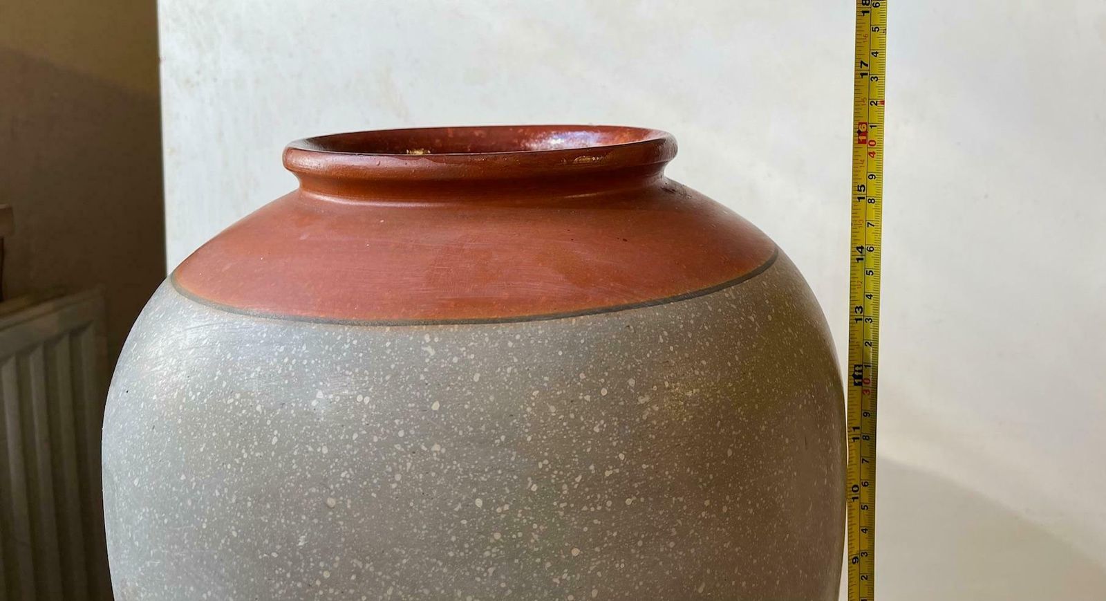 Antique Hand Painted Terracotta Floor Vase By Knabstrup, 1920s photo Home Decor