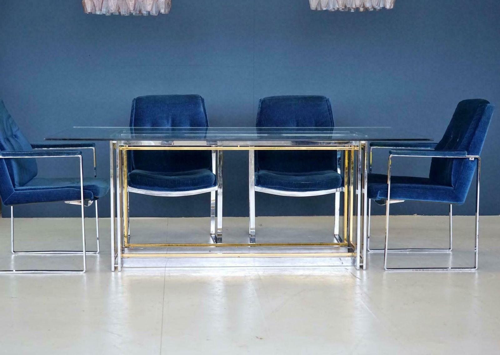Italian Two Tone Italian Hollywood Regency Metal Table Or Desk In Romeo Rega Style photo for sale