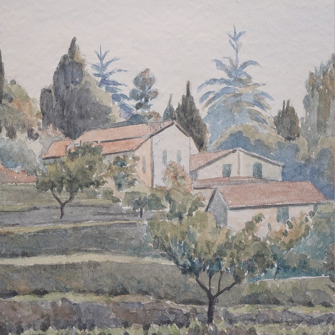 Watercolor Painting “Liguria” By Giacomo Maganzini, 1970s photo 190.0