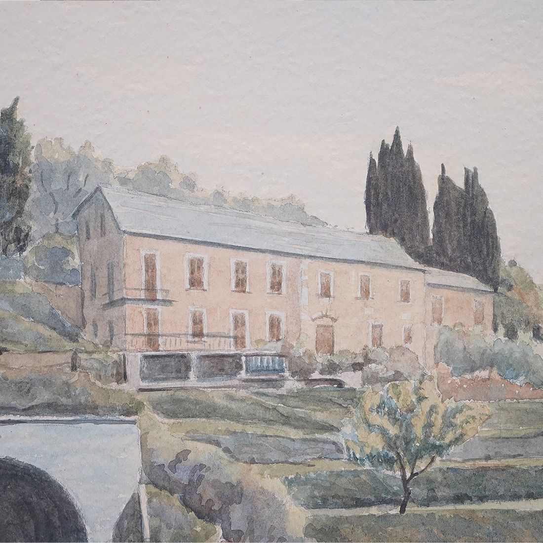 Art Watercolor Painting “Liguria” By Giacomo Maganzini, 1970s photo