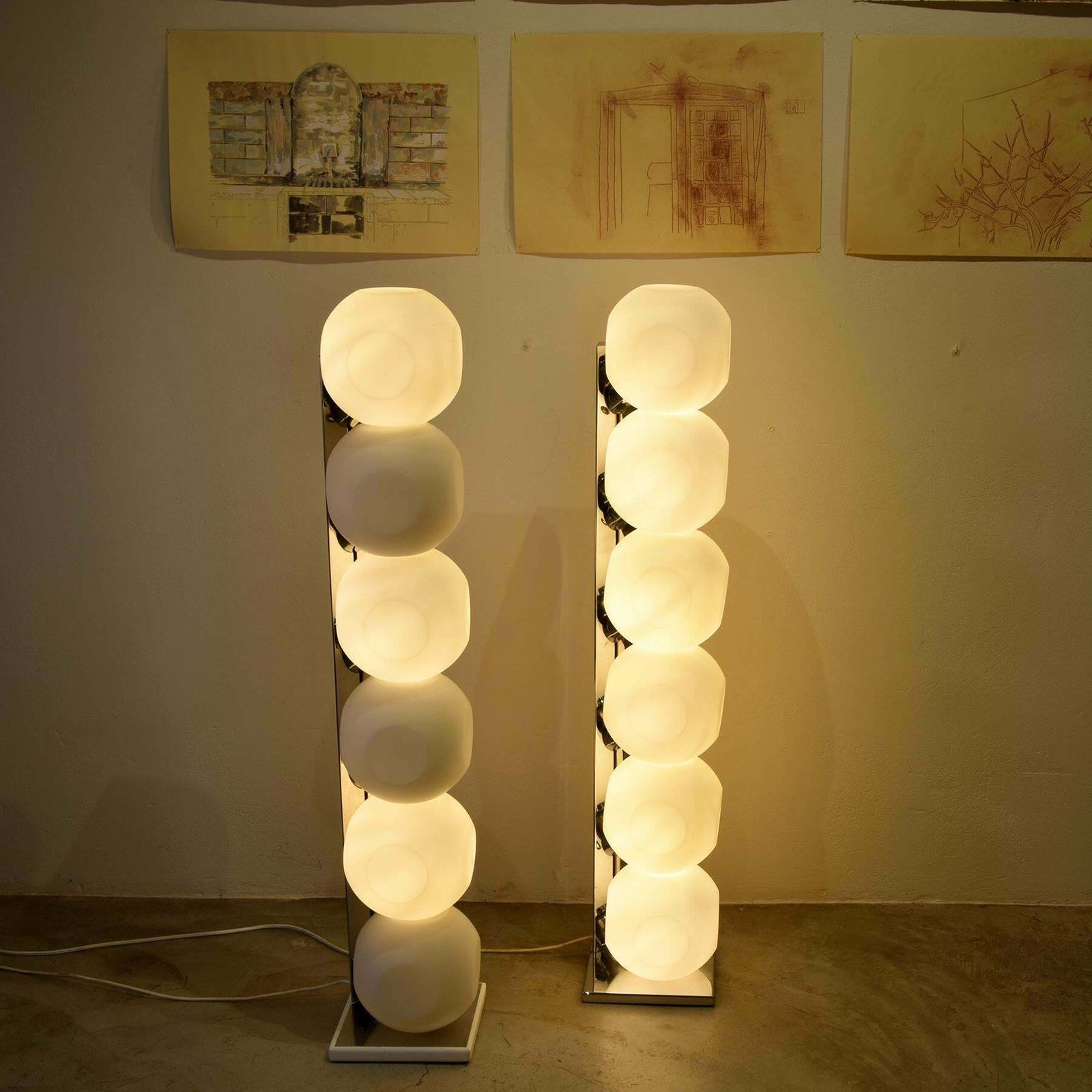 Set Of Two Italian Floor Lamps Space Age By Luci Mod. 440 photo furniture