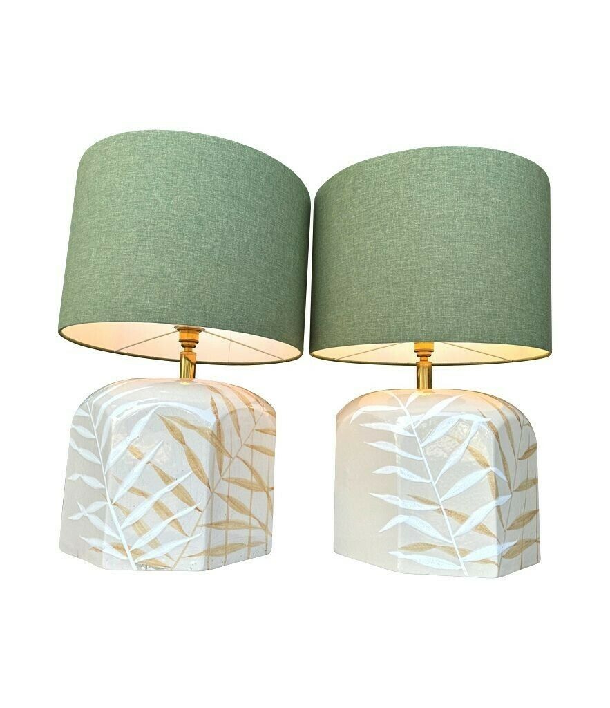 A Pair Of Large 1970s Hand Painted Ceramic Lamps By Ugo Zaccagnini For Maison Lancel photo 1850.0