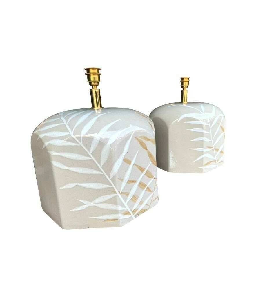 photo vintage A Pair Of Large 1970s Hand Painted Ceramic Lamps By Ugo Zaccagnini For Maison Lancel