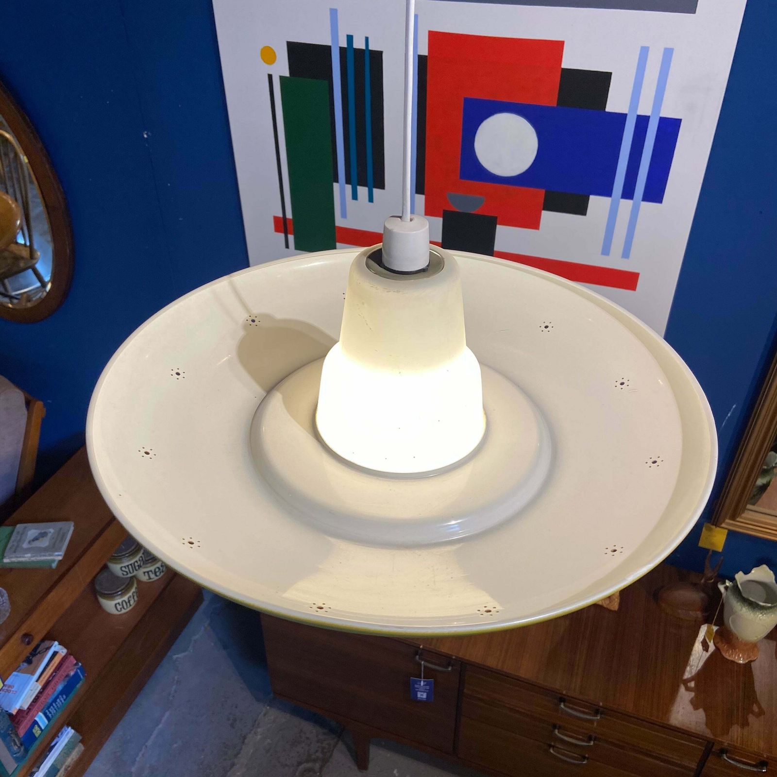 1960s Opaline Glass And Aluminium Light Shade photo 260.0