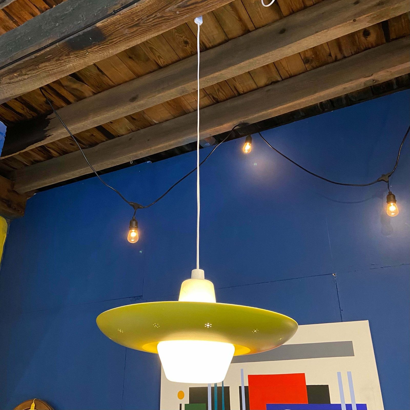 1960s Opaline Glass And Aluminium Light Shade photo vinterior