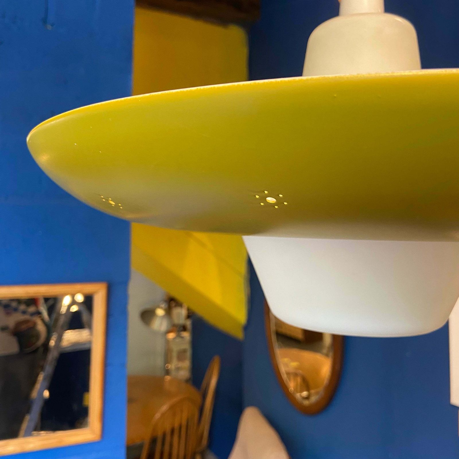 260.0 1960s Opaline Glass And Aluminium Light Shade photo