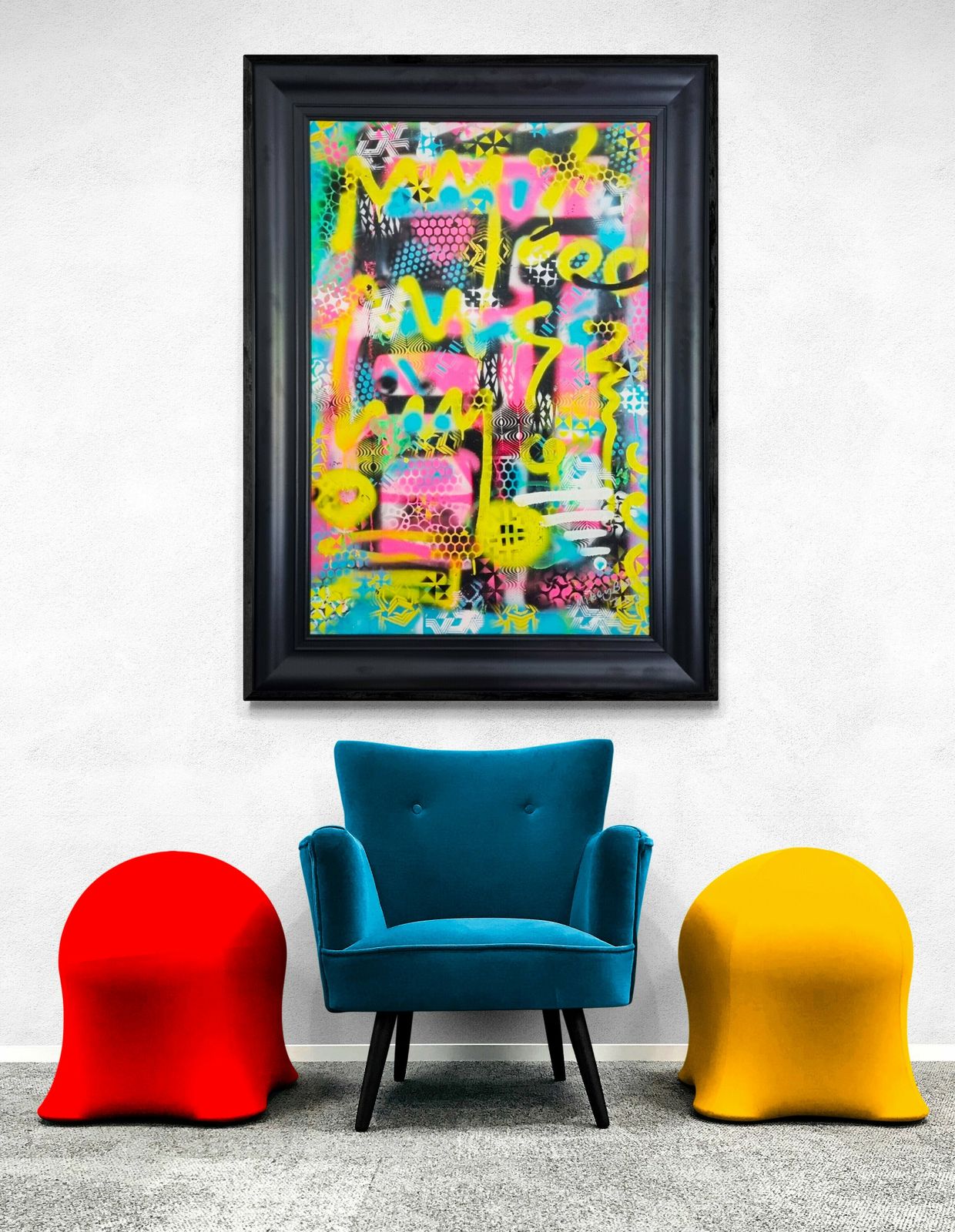 Colourful Large Original Abstract Painting By Mikey Basura photo furniture