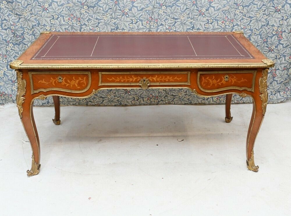 Antique Bureau Plat French Inlay Desk Writing Table photo Furniture