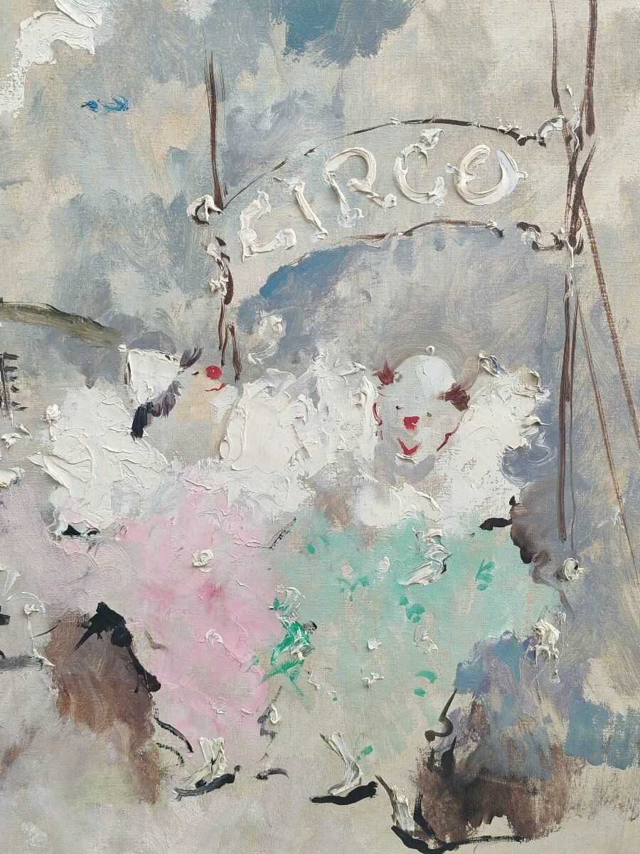 Cesarino Monti (1916   1979) Circo. Oil On Canvas photo furniture
