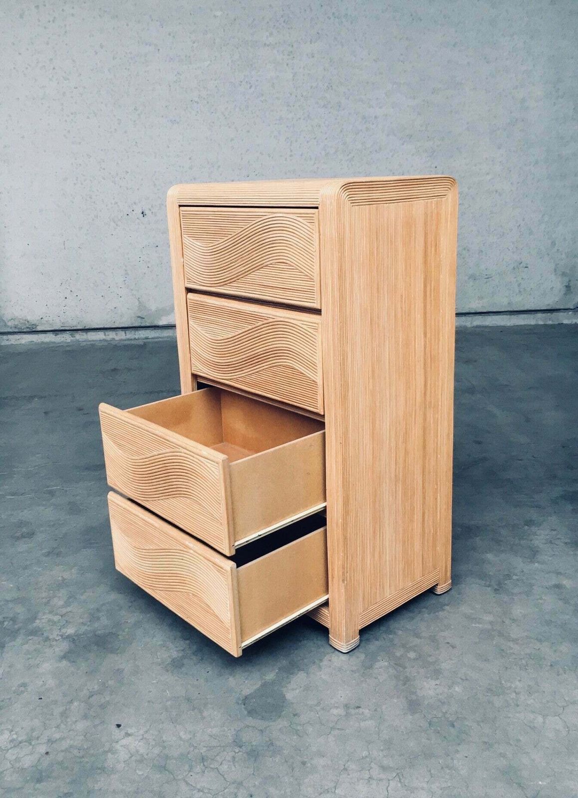 photo vinterior 1980's Boho Design Split Rattan High Chest Of Drawers