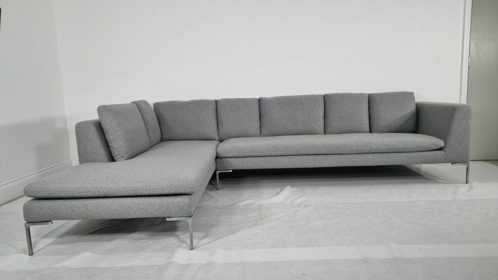 Immaculate Bb Italia Charles L Shape In Luxurious Mid Grey Wool photo vintage