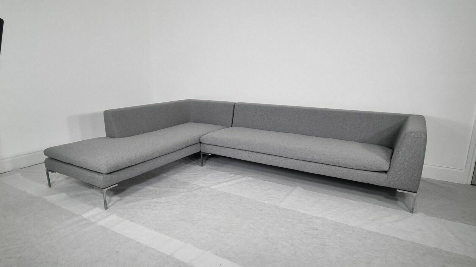 Furniture Immaculate Bb Italia Charles L Shape In Luxurious Mid Grey Wool photo
