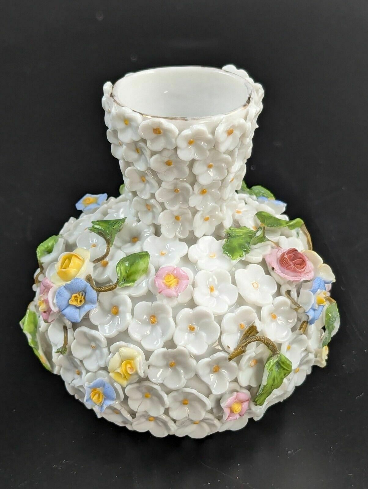 Porcelain Encrusted Vase And Salt Cellar By Bohne Söhne Rudolstadt, C. 1880. photo furniture