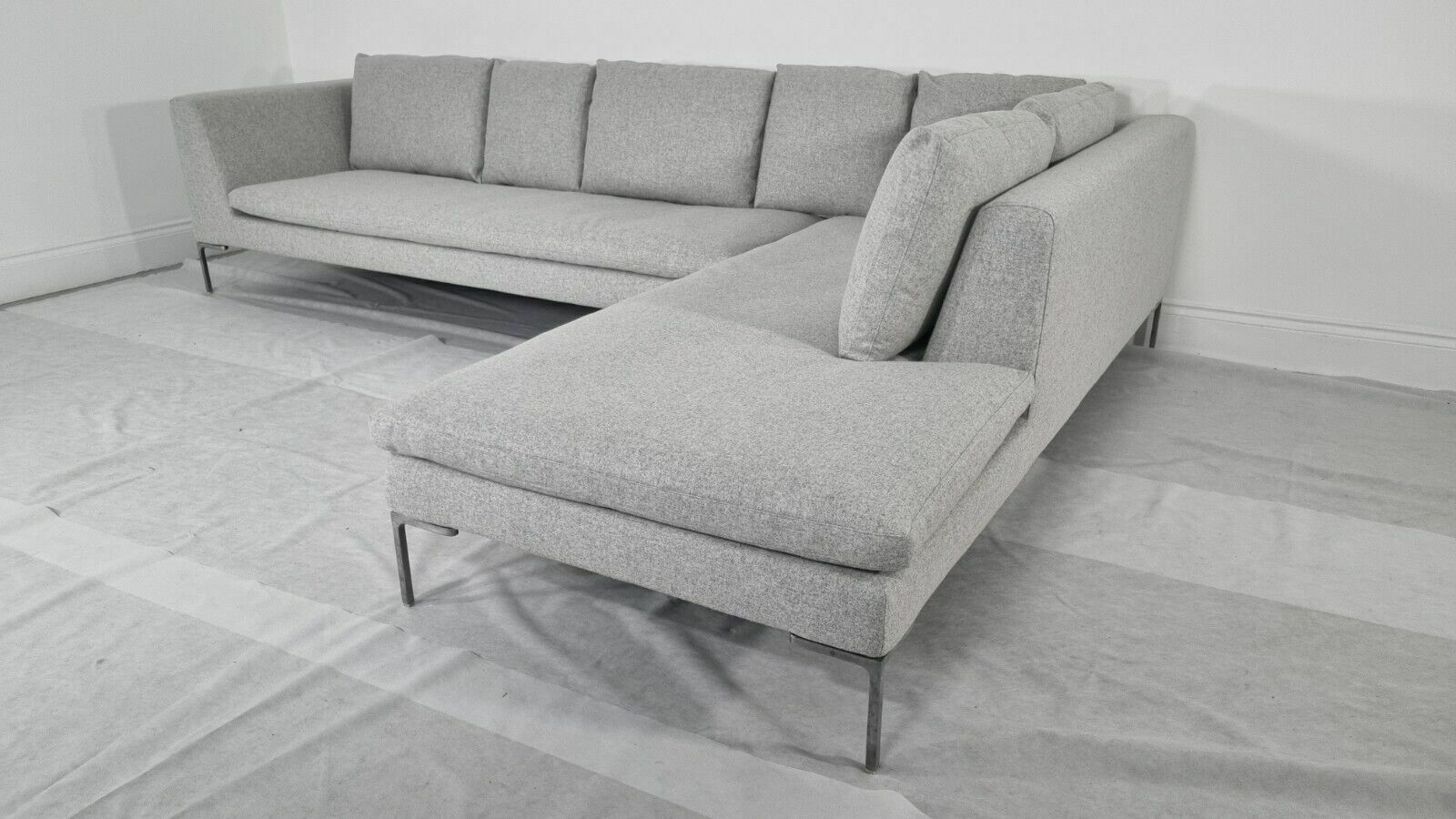 Immaculate Bb Italia L Shape Grande In Light Grey Wool photo vintage