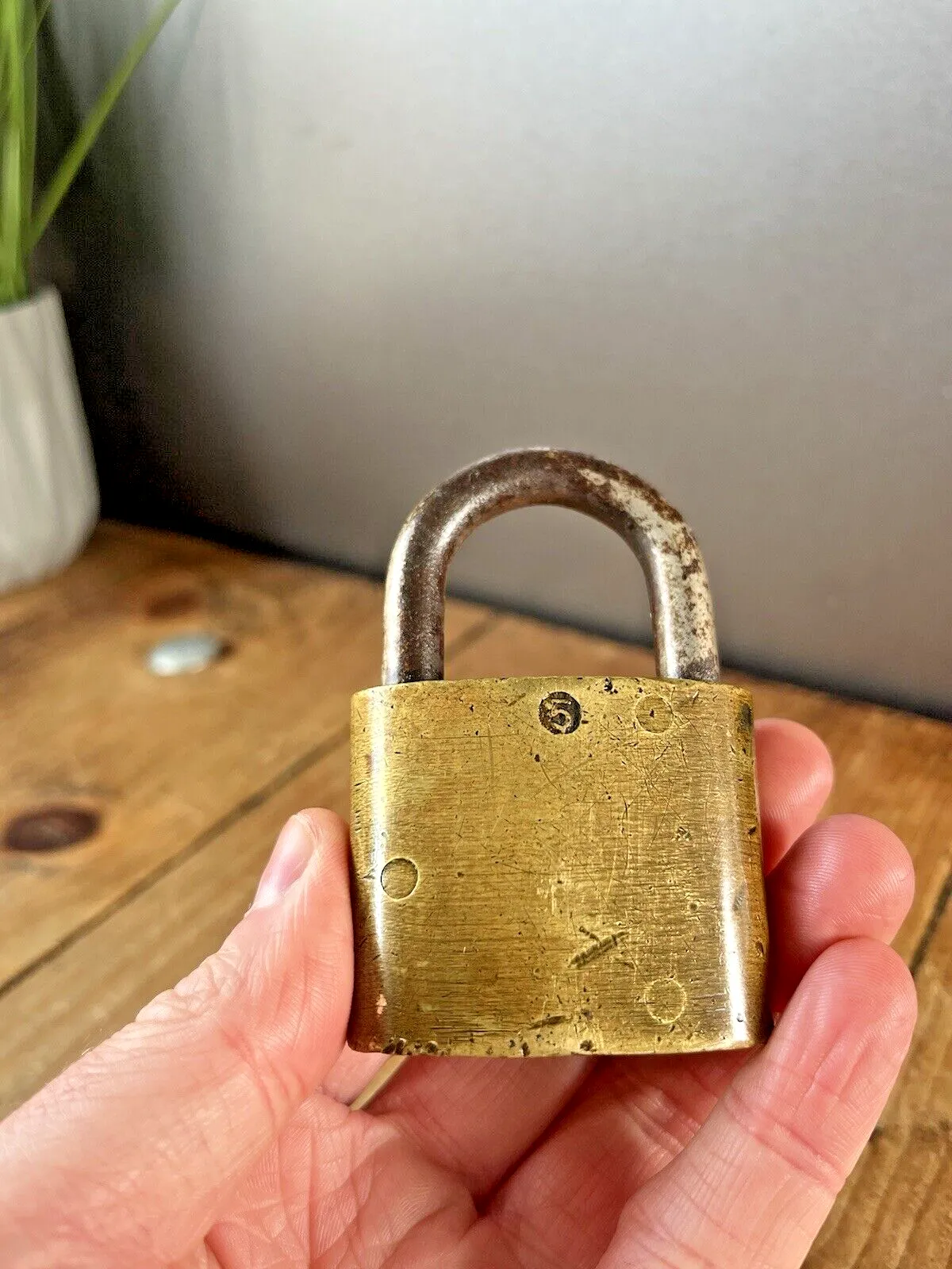 Antique American Royal Certified Reese Brass Padlock & Key Vintage Love Lock USA photo for sale
