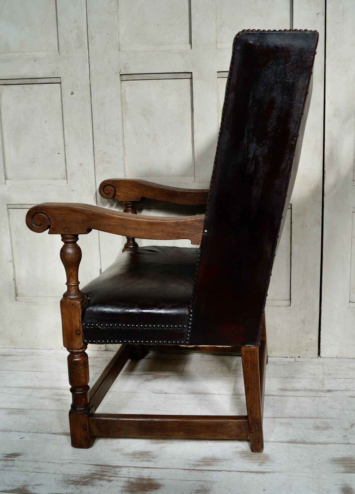 Early Victorian Leather & Oak Library Chair photo Furniture