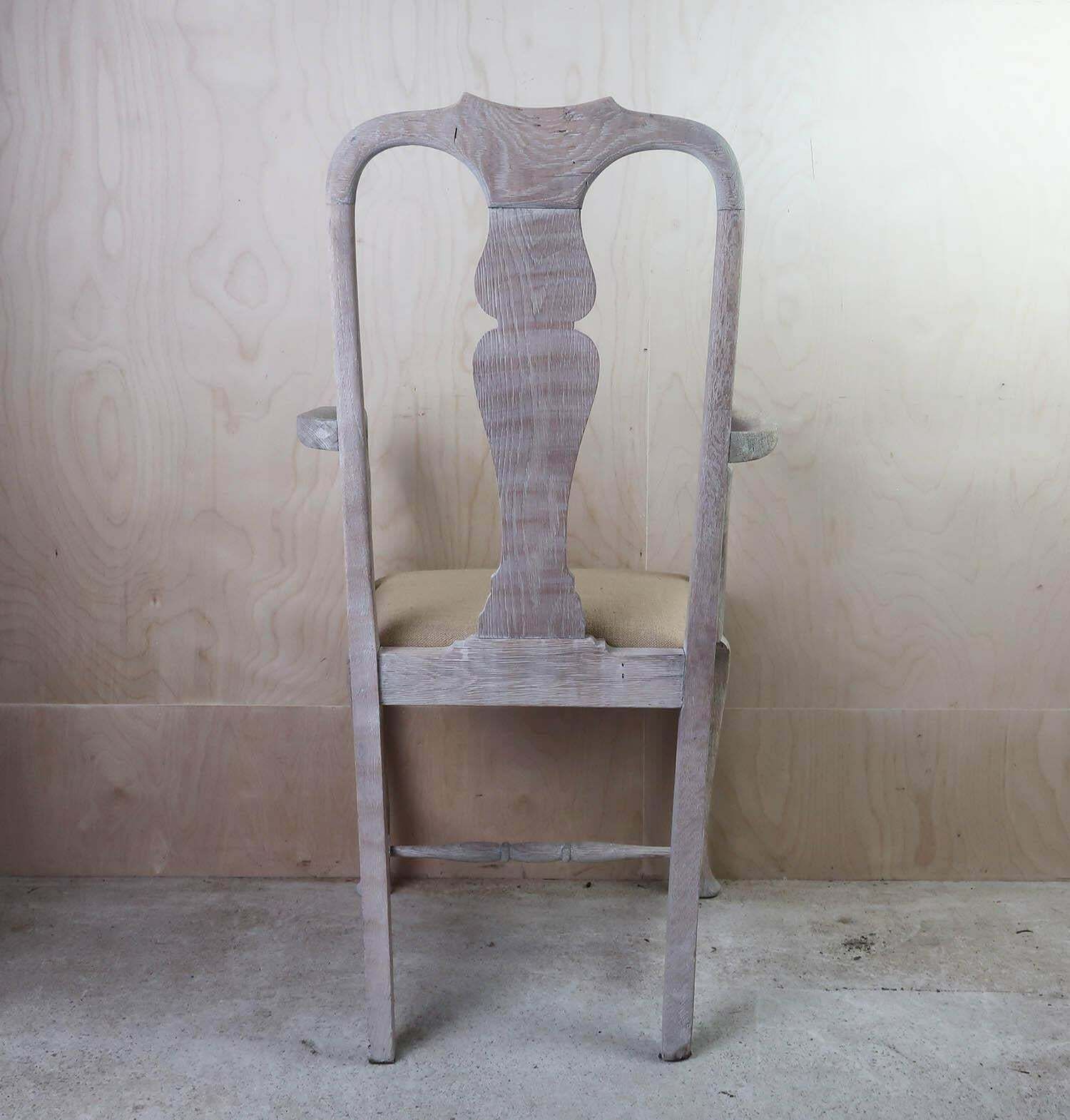 Antique Limed Oak Gustavian Style Urn Back Carver Or Armchair. C.1920 photo vinterior