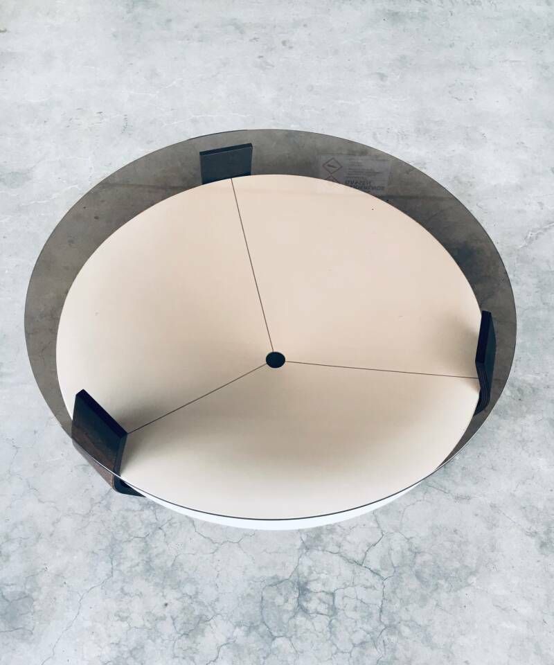 Midcentury Modern Dutch Design Wenge & Smoke Glass Coffee Table, Netherlands 1960's photo buy