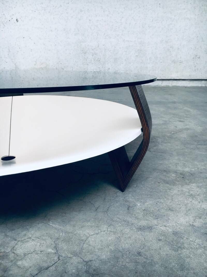 Meubels Mid Century Modern Nederlands Design Wenge & Rookglas Salontafel, Nederland Ca. Jaren 1960 photo