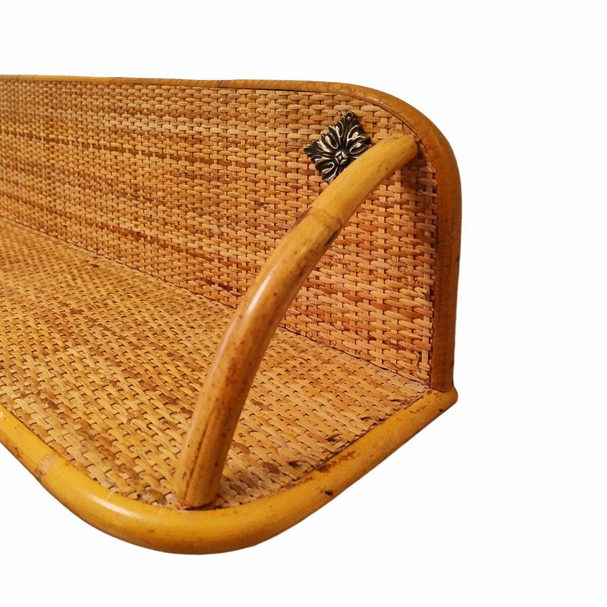 photo furniture 1960s Gorgeous Bamboo And Rattan Mirror And Console. Made In Italy