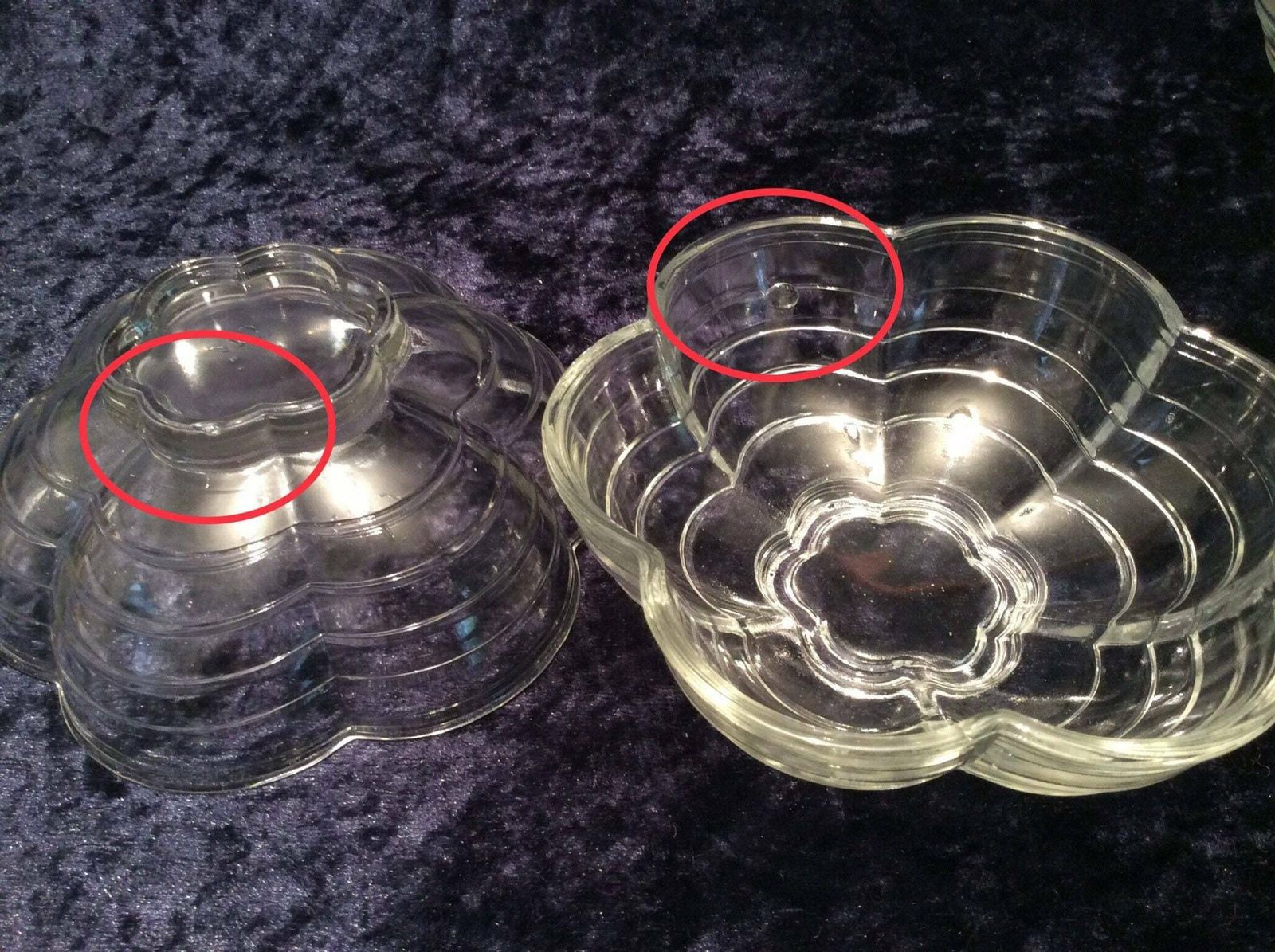 1950s Set Of 7 Glass Dessert Bowls, Large 8” Glass Fruit Bowl And 6 Small 5” Sundae Dishes, Vintage Bowls, 1950s Glass Bowls, Flower Shaped photo buy