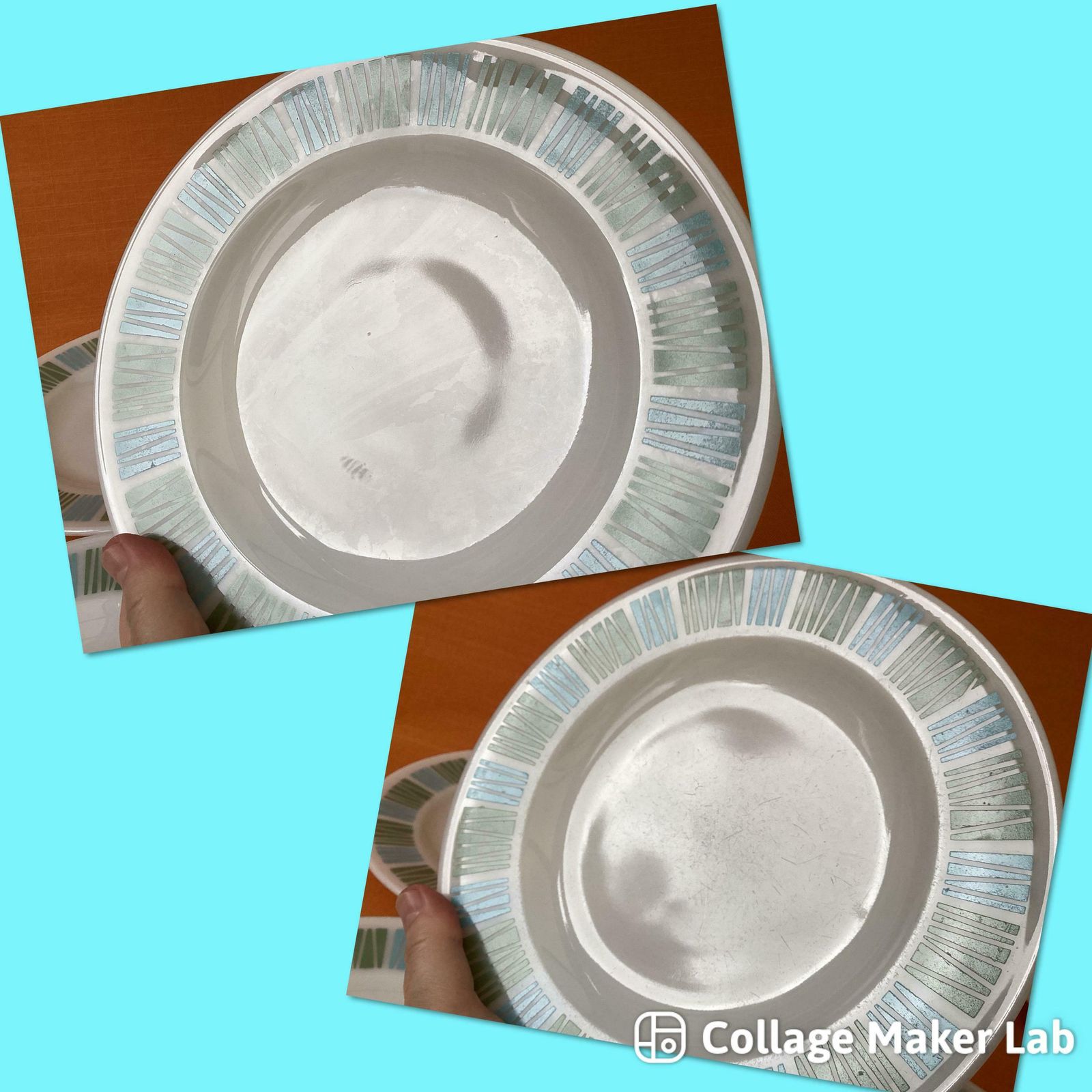 Jaj Pyrex Matchmaker Salad Plates In Blue And Green (Set Of 6), 1960s Jaj Matchmaker Salad/Dessert Plates, Retro Matchmaker Plates, 8.5” photo vintage