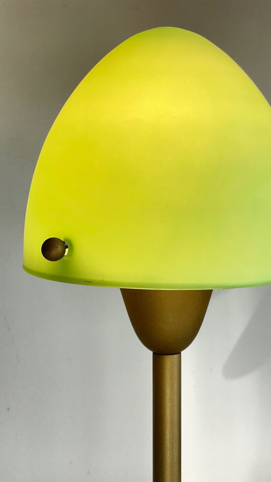 photo for sale Mushroom Shaped Lamp In Steel And Opaline Glass Vintage